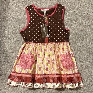 Matilda Jane Brown Polka Dot & Pink Floral Patchwork Dress